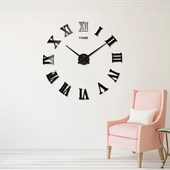 2020 nou mare roman ceas de perete acril oglindă ceasuri diy acasă decorare camera de zi autocolante de perete cu design modern