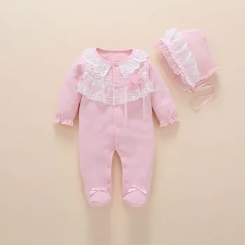 2020 Nou nascut fetita footies primavara din bumbac pentru copii haine de fata set cu bentita 0 3 6 luni fetita tinuta ropa de bebe