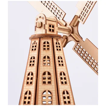 2020 Nou Naționale Celebre Atractii de Înaltă precizie de Tăiere cu Laser Puzzle 3D Puzzle din Lemn Model kit de Constructii - Moară de vânt olandeză