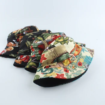 2020 Nou Panama Pălărie Bărbați Femei Imprimare Găleată Pălărie Reversibile Pescar Pălării De Vară Casual Hip Hop Bob Chapeau Vizorul Găleată Cu Capac