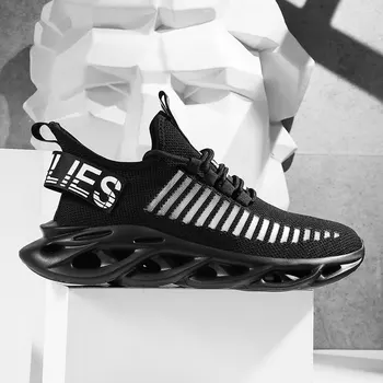 2020 Nou Plasă Neagră Și Pantofi Sport Barbati Adidasi De Dimensiuni Mari 39-46 Talpă Groasă De Amortizare Usoare, Respirabil Barbati Pantofi Casual