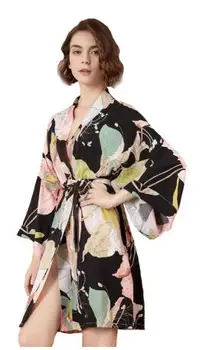 2020 Nou Sexy Lenjerie Din Bumbac Kimono-Halat Halat De Baie Femei Floare De Imprimare Halate De Satin Halat Doamnelor Halate Pijamale De Dimensiuni Mari