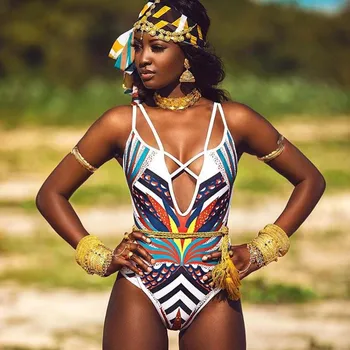2020 Nou Stil African Monokini Print-O Singură Bucată De Costume De Baie Femei De Înaltă Taie Costume De Baie O Piesă Plonja Înota Costum De Baie Trikini