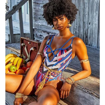 2020 Nou Stil African Monokini Print-O Singură Bucată De Costume De Baie Femei De Înaltă Taie Costume De Baie O Piesă Plonja Înota Costum De Baie Trikini