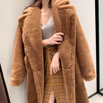 2020 nou timp de iarnă haină călduroasă teddy bear faux blana roz și leopard de imprimare mantou pentru femei, cu buzunar