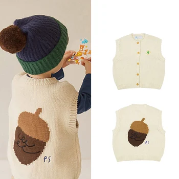 2020 Nou Toamna Iarna Coreea de Brand Ps Copii Pulovere pentru Băieți și Fete de Imprimare de Moda Drăguț Tricot Vesta Copil din Bumbac Uza Îmbrăca