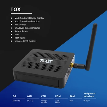 2020 Nou TOX1 Android - 9.0 4GB RAM 32GB ROM WiFi Bluetooth Smart TV 4k HD - Set-Top Box procesor Quad-Core Media Player 1000M LAN USB 3.0