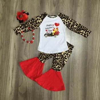 2020 Nou Îndrăgostiților Zile Nou-născuți Sugari Copii Băieți Fete 2 BUC Seturi de Leopard tricou+Pantaloni Evazate Tinuta 6M-5T