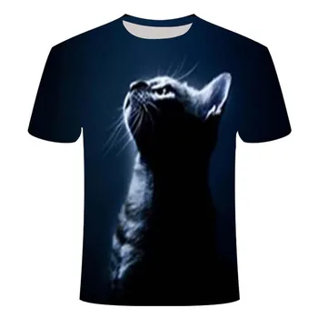 2020 noua moda cu mânecă scurtă peisaj si cat de vară pentru bărbați și femei T-shirt 3DT imprimare tricou copac pisica supradimensionate T-shirt