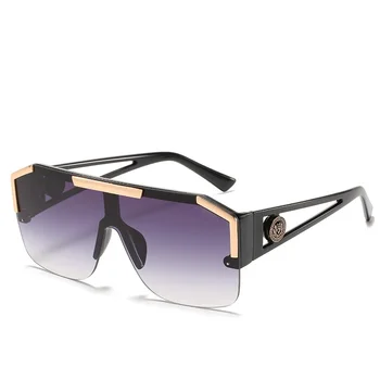 2020 Noua Moda de Lux de Brand Unisex Supradimensionat ochelari de Soare Patrati de sex Feminin Retro de Metal Nou Cadru Mare de Jumătate Cadru ochelari de Soare UV400