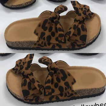 2020 Noua Moda Femei Papuci de casă papuci de Plaja arc cruce gros sandale Leopard de cereale în aer liber sălbatice călătorie acasă tv cu papuci