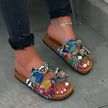 2020 Noua Moda Femei Papuci de casă papuci de Plaja arc cruce gros sandale Leopard de cereale în aer liber sălbatice călătorie acasă tv cu papuci