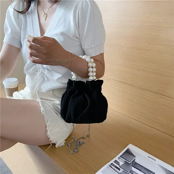 2020 Noua Moda pentru Femei Geanta All-meci Lanț Mini Sac de Mesager Perla Portabil Sac Găleată