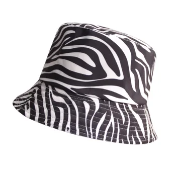 2020 Noua Moda Reversibilă Negru Alb Cu Dungi Zebra Print Găleată Pălării Pentru Femei Gorras Pescar Capace De Vară