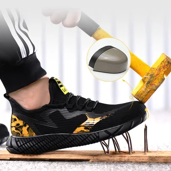 2020 Nouă Bărbați Securitatea muncii Pantofi ochiurilor de Plasă Respirabil în aer liber Bărbați Pantofi bombeu metalic Anti-zdrobitor Puncție-Dovada Adidași Bărbați Ghete