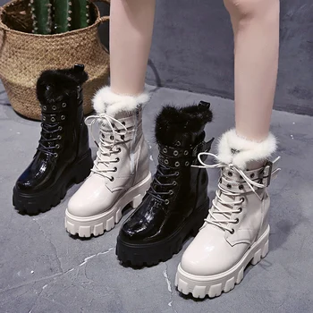 2020 Nouă Femei Cizme groase de Iarna Zapada Ghete Femei Faux pu Glezna Cizme Pentru Femei Încălțăminte de Iarnă, Botas Mujer Pantofi de Pluș Femeie fierbinte