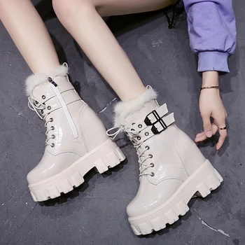 2020 Nouă Femei Cizme groase de Iarna Zapada Ghete Femei Faux pu Glezna Cizme Pentru Femei Încălțăminte de Iarnă, Botas Mujer Pantofi de Pluș Femeie fierbinte