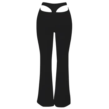 2020 Nouă Femei Sexy Goale de Înaltă Talie Pantaloni Flare Modă de Culoare Solidă Pantaloni OL Tinutele Stil Pantaloni Lungi
