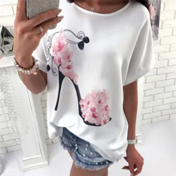 2020 Nouă Femei T-shirt Casual Harajuku Flori Imprimate Topuri Tricou de Vara Femei T shirt tricou Maneca Scurta Pentru Femei de Îmbrăcăminte c