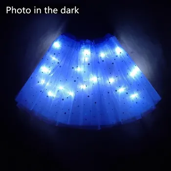 2020 nouă Lumină LED-uri Fata de Copii Haine Star Fusta Tutu Princess Party Balet Tul Copil de Balet, Dans de anul nou verde Fluorescent