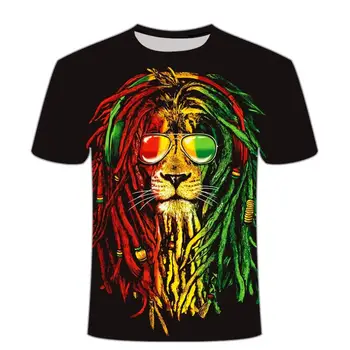 2020 nouă rundă gâtul Africane leu și tigru de imprimare 3D pentru bărbați T-shirt material moale haine largi multi-color personalizate custo