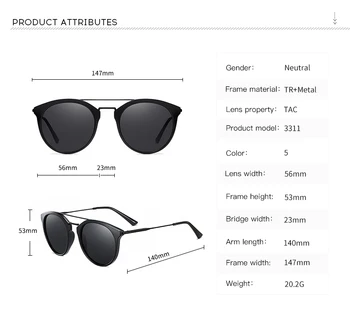 2020 nouă rundă rama de ochelari polarizati de noapte ochelari de soare metal anti-ultraviolete vizor oglindă de sex feminin de ochelari de soare polarizat