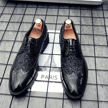 2020 Oameni Noi Pantofi Oxford Toamna Barbati din Piele Pantofi de Afaceri Cu Fund Gros Pantofi Brogue Petrecere Formale Rochie de Mireasa Pantofi