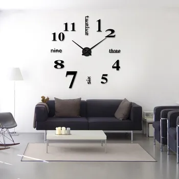 2020 Oglindă 3D Acril Moderne DIY Ceas de Perete Suprafață Autocolant Office Home Decor