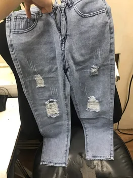 2020 Om de Moda Blugi Haine rupte gaura pantaloni rupte bărbați solid bumbac drept tub subțire de epocă spălat blugi streetwear