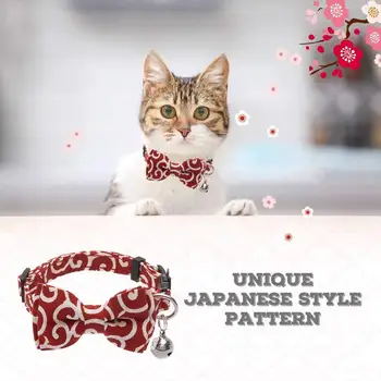 2020 Papion Guler Pisica Separatiste cu Clopot Reglabil Gulere Kimono Japonez Stil Ninja pentru Pisici Kitty Kitten Catelus