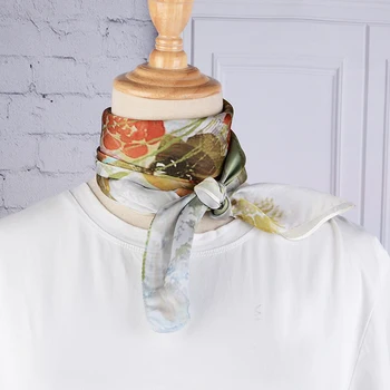 2020 Pictura In Ulei Cu Flori De Mătase Eșarfă Imprimate Femei Eșarfă Cravată Accesorii De Voiaj 70*70 Folie Cap De Primăvară De Toamnă Folie