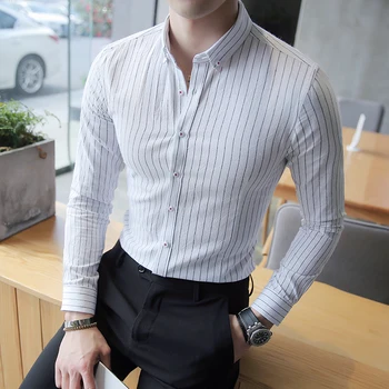 2020 premium brand de moda de sex masculin toamna din bumbac Pur cu Dungi tricouri de afaceri/Bărbați de Înaltă calitate de agrement camasa cu maneca Lunga Topuri S-4XL