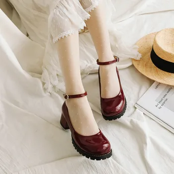 2020 primavara toamna noua Dulce Papion Rotund Toe Catarama Lolita Pantofi Nou Stil de Moda Doamnelor Pompe cu Toc Femei Pantofi de Partid