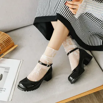2020 primavara toamna noua Dulce Papion Rotund Toe Catarama Lolita Pantofi Nou Stil de Moda Doamnelor Pompe cu Toc Femei Pantofi de Partid