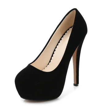 2020 Primavara Toamna Pantofi de piele de Căprioară Femei, Moda pantofi cu Toc 14cm Tocuri Mari Dimensiuni Black Red Pompe de Platforma Pantofi de Partid Femeie