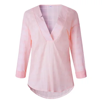 2020 Primavara-Vara Plus Dimensiune Bluza Haine pentru Femei V-neck Maneca Lunga Streetwear Femei Topuri Si Bluze Office Bluza Femme