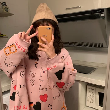 2020 Primăvară Femei Hoodies Teen Strada Harajuku Hip Hop Pastelate Tricou pentru Femei de Imprimare Vrac de Agrement Hanorac Bts