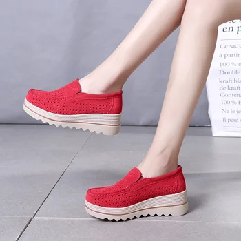 2020 Primăvară Gol Pană Pantofi Platforma din Piele Femei Pantofi pentru Mama O Pedala Balansoar Pantofi de Mari Dimensiuni