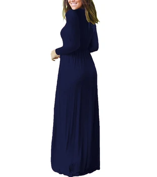 2020 Primăvară rochie cu maneci lungi pentru Femei de Moda de Vara Maxi dress Talie Elastic Casual Femei Femei Plus Dimensiune Rochii Lungi vestidos