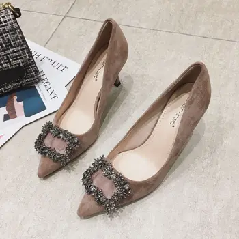 2020 S473888 noi stras negru franceză pantofi cu toc pentru femei tocuri subtiri cu cuvintele sexy după Baotou sandale de vara pentru femeie