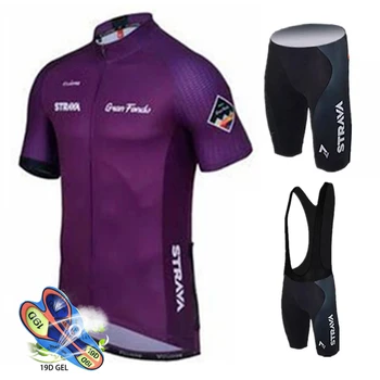 2020 STRAVA Ciclism Jersey Set Stil Bărbați Mâneci Scurte Ciclism de Îmbrăcăminte Sport în aer liber Mtb Ropa Ciclismo Ciclism Kit