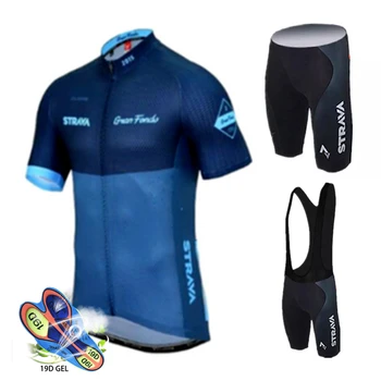 2020 STRAVA Ciclism Jersey Set Stil Bărbați Mâneci Scurte Ciclism de Îmbrăcăminte Sport în aer liber Mtb Ropa Ciclismo Ciclism Kit
