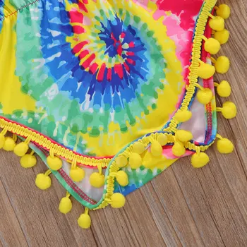2020 Summer Infant Baby Girl Haine Tie-dye Sling Bodysuit Ciucure mingea Bodysuit Costume de Haine pentru Copii