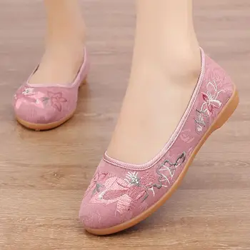 2020 Talpa de Cauciuc Vechi Beijing Pantofi de Pânză Mama Pantofi Naționale Fund Moale Pantofi pentru Femei Pantofi de Lucru Respirabil Pantofi Brodate