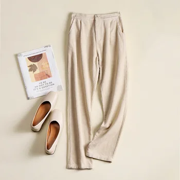 2020 Toamna Femei Pantaloni Talie Mare Pantaloni De Catifea Cord Material Direct Pant Vintage Liber Largi Picior Pantaloni Femei Casual Pantaloni Lungi Codrin