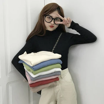 2020 Toamna Iarna Femei Pulovere Pulover Tricotate Elasticitatea Casual Jumper Moda Guler Slim Cald De Sex Feminin Coreeană Topuri