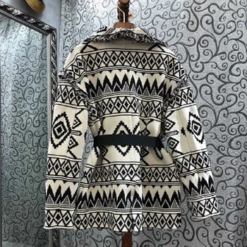 2020 Toamna Iarna Moda Cardigan Jachete De Înaltă Calitate, Modele Geometrice De Tricotat Centura Deco Cu Maneca Lunga Casual Cardigan Strat