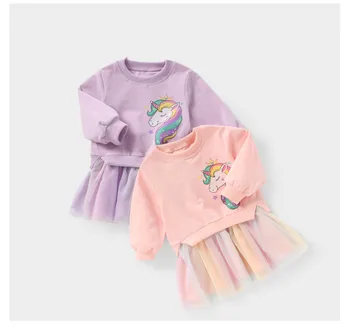 2020 toamna pentru copii casual rochie fete copii desene animate pulover cu ochiuri de despicare rochii copii petrecere rochie colorata