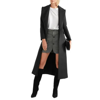 2020 Toamnă Și de Iarnă, Haina de Femei Nou Costum Negru de Turn-Down Gât din Cașmir Haina Jachete de Moda Spate Split X-Palton lung de Lână