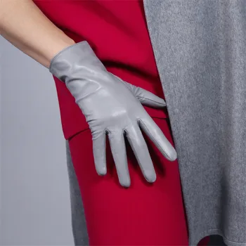 2020 Touchscreen Piele naturala 25cm Mănuși Scurte Stil Pur Importate din piele de Capră Neagră, de sex Feminin Garnitură de Pluș Funcția Touch WZP07